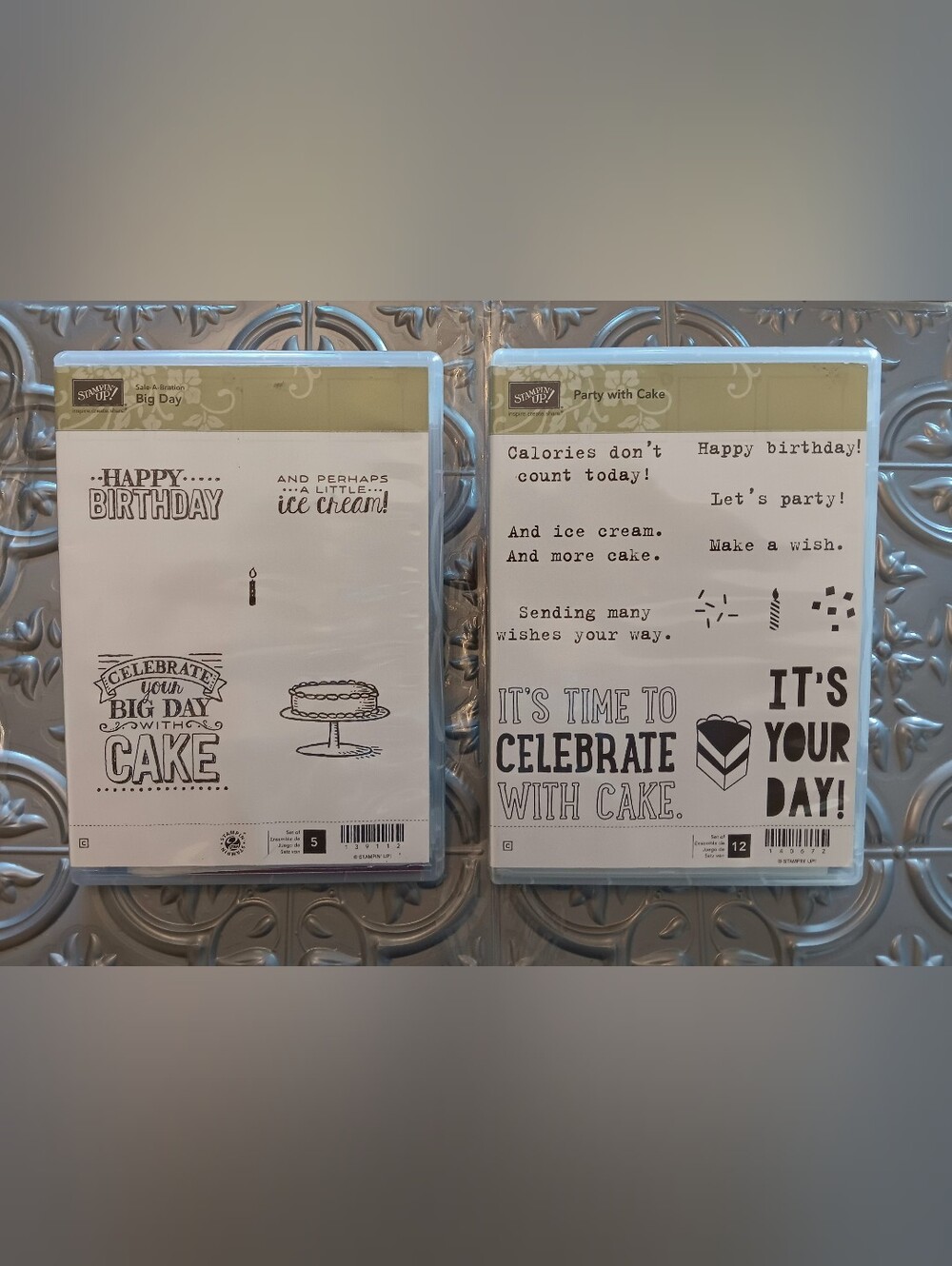 Stampin Up Cake Big Day #139112 Party with Cake #140672 2 stamp kit lot baking